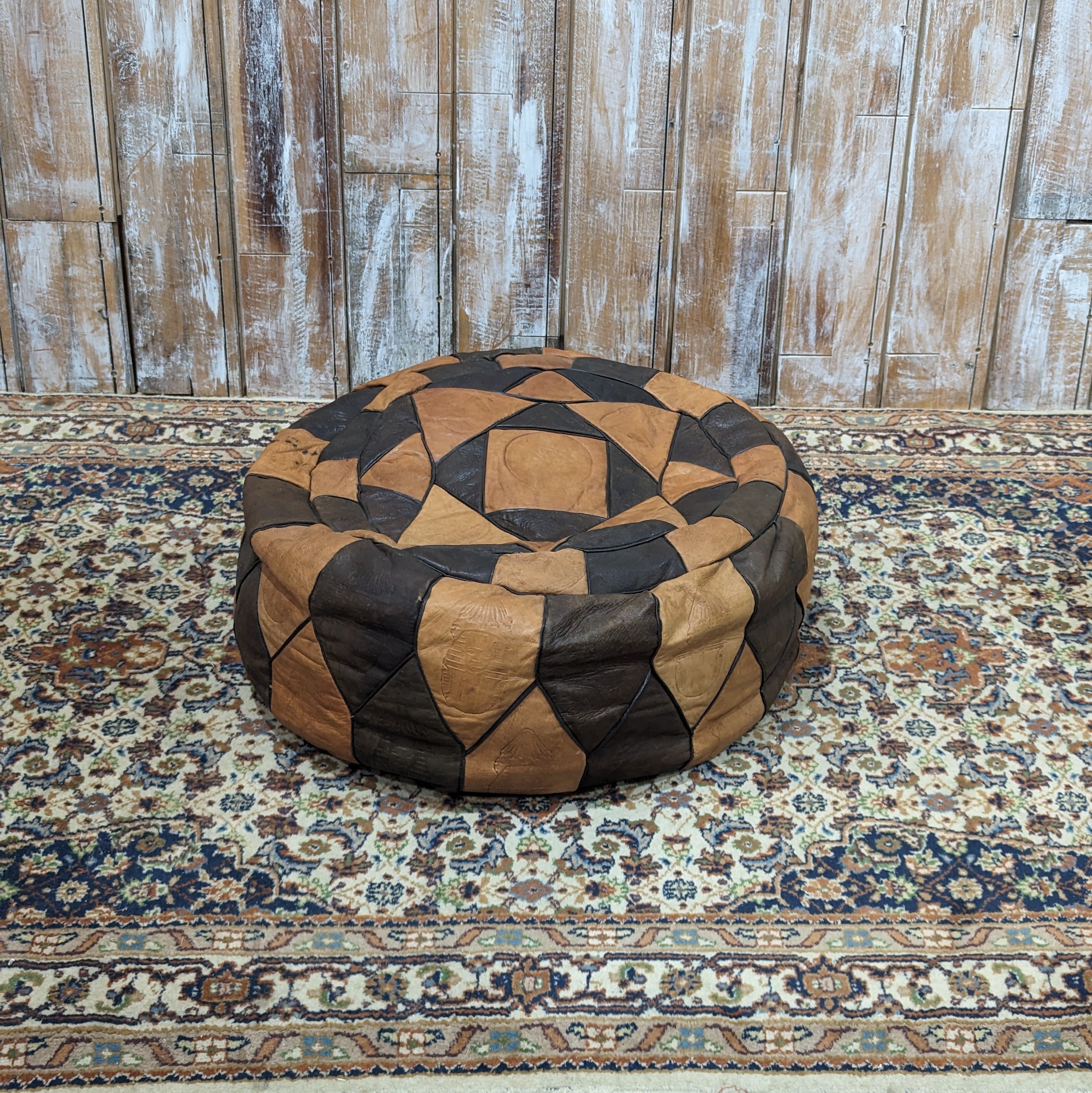 Tan and Brown Pouffe