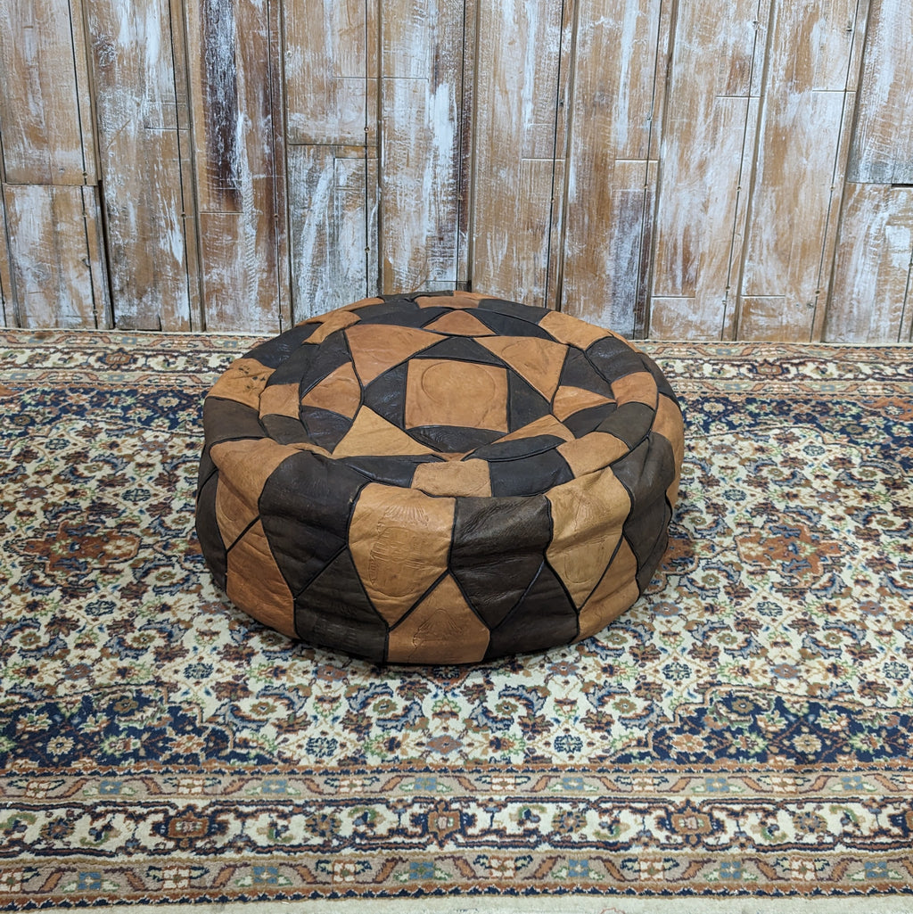 Tan and Brown Pouffe
