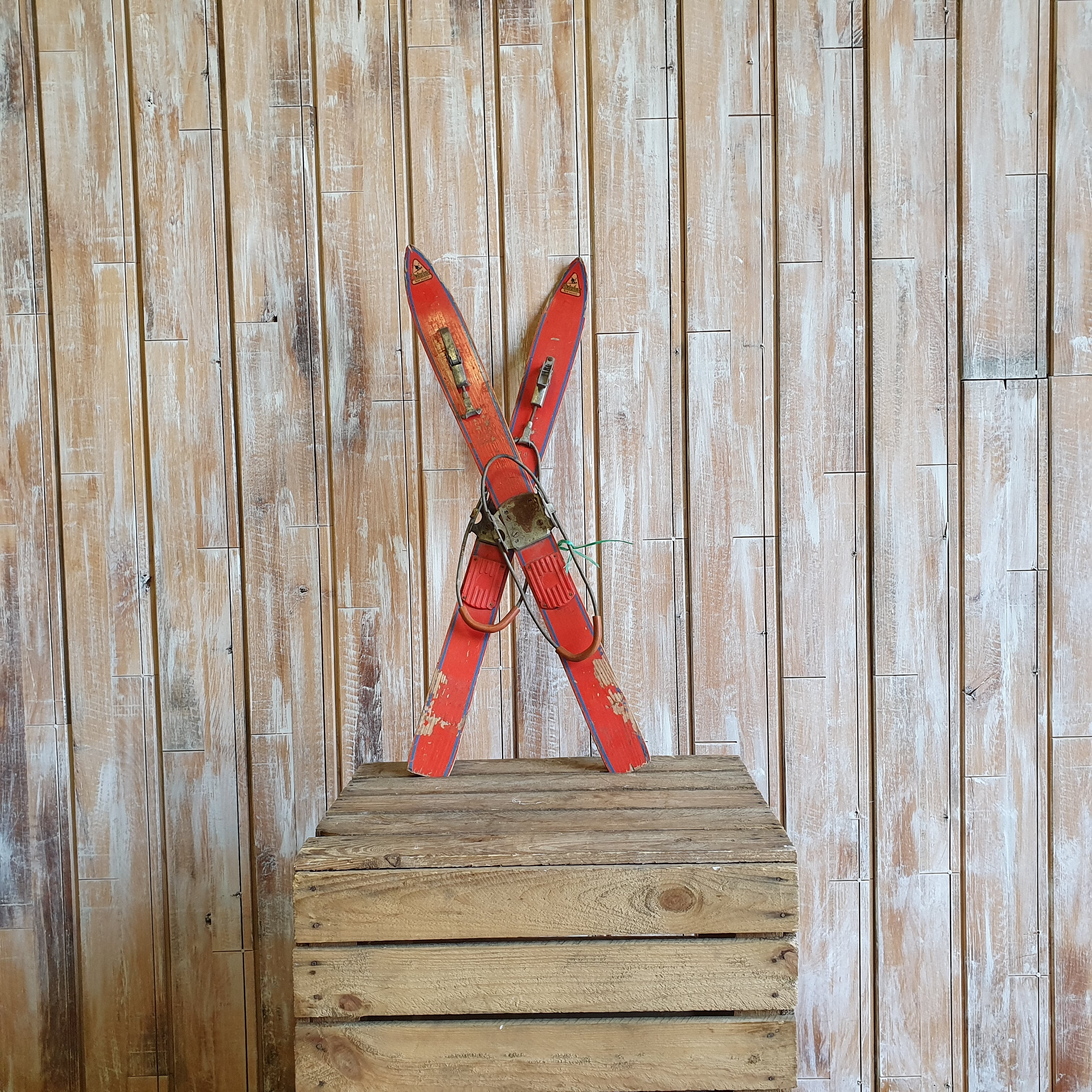 Small Red Vintage Skis