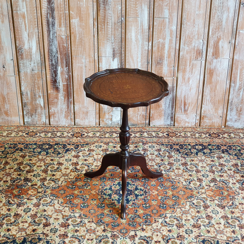 Vintage Brown Leather Top Table