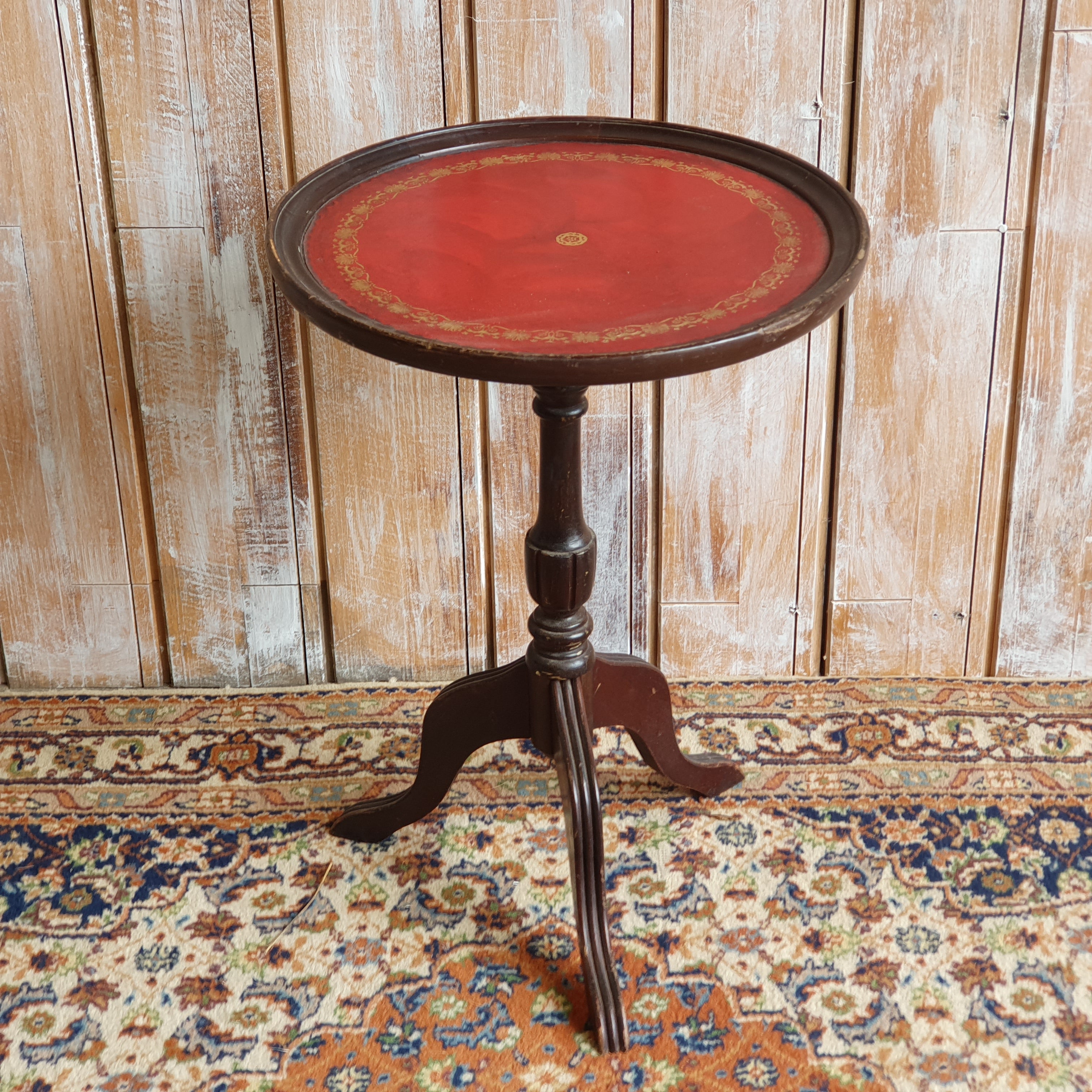 Vintage Red Leather Top Table