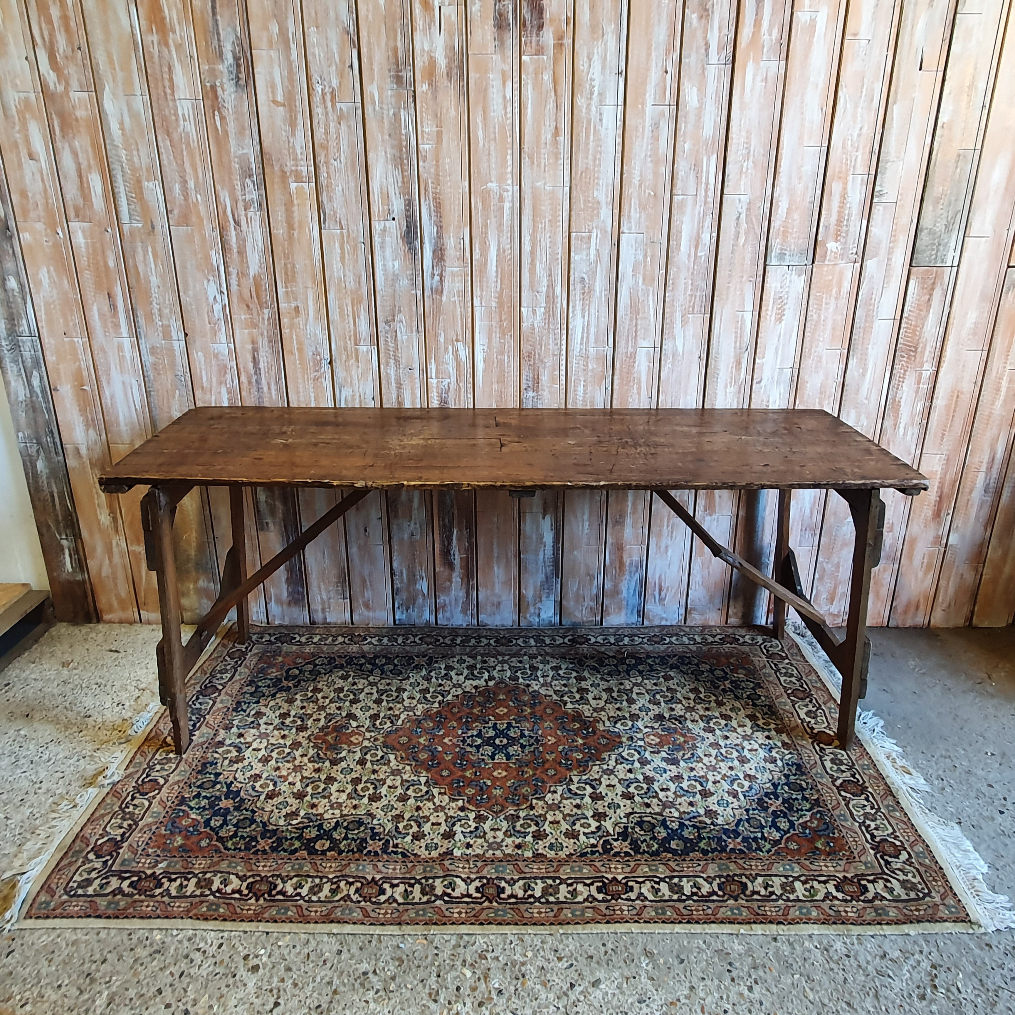 Rustic shop trestle table