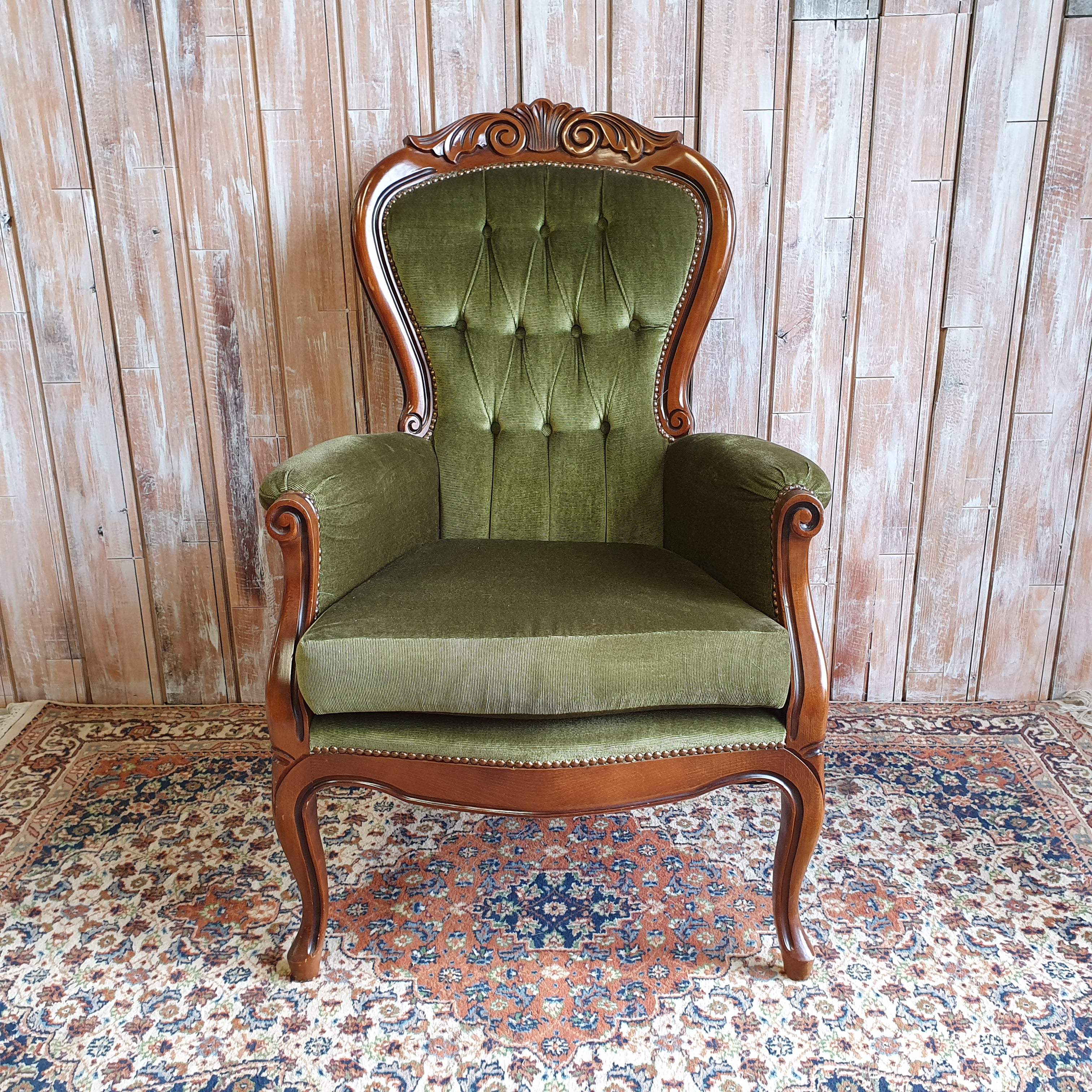 Olive green wingback chair sales