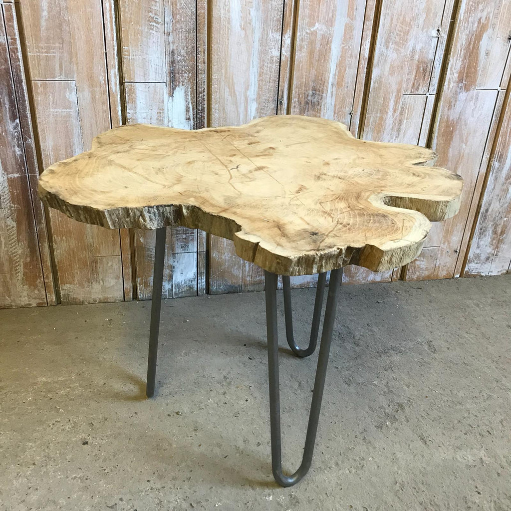 Short Light Oak Hairpin Leg Table
