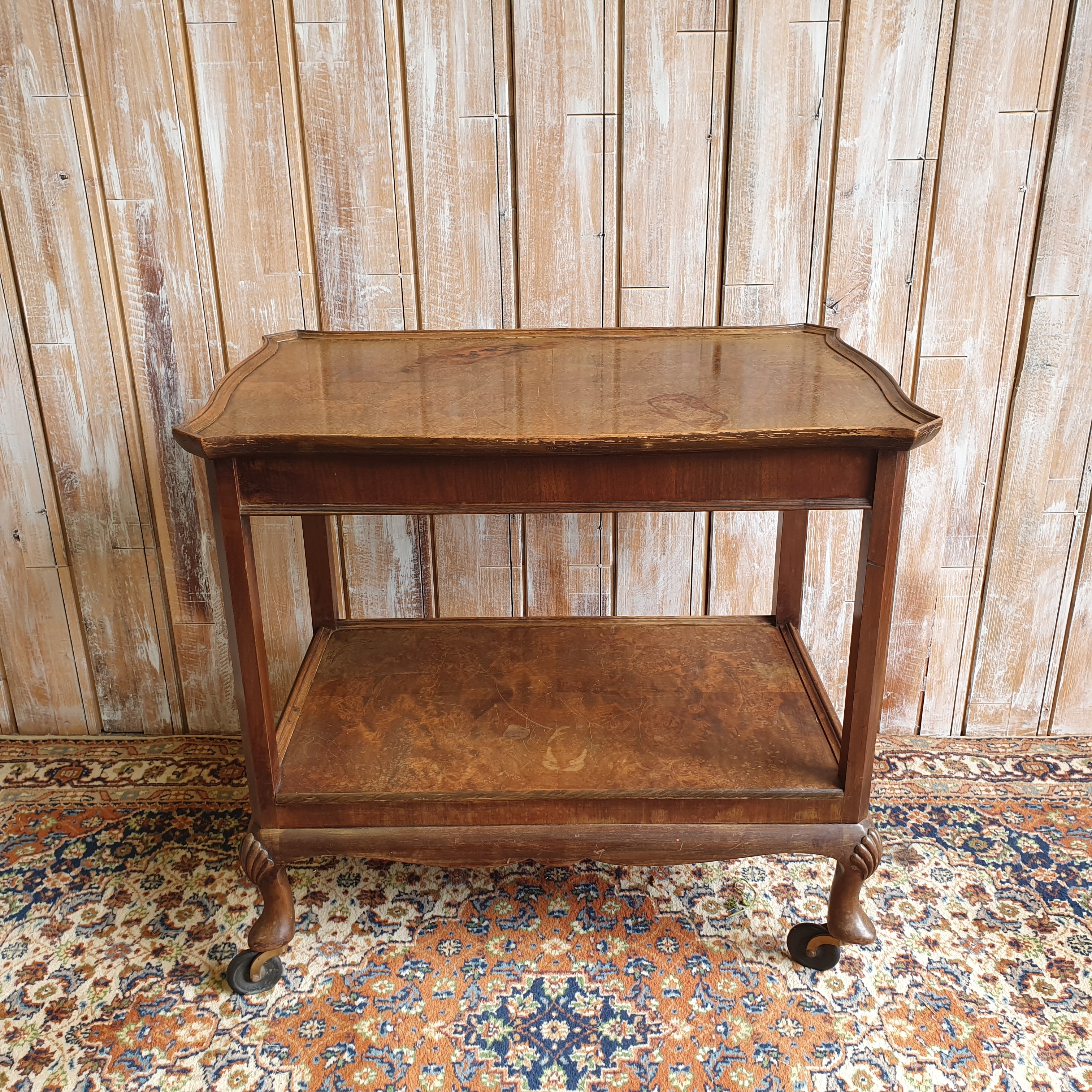 Walnut Veneer Wooden Trolley