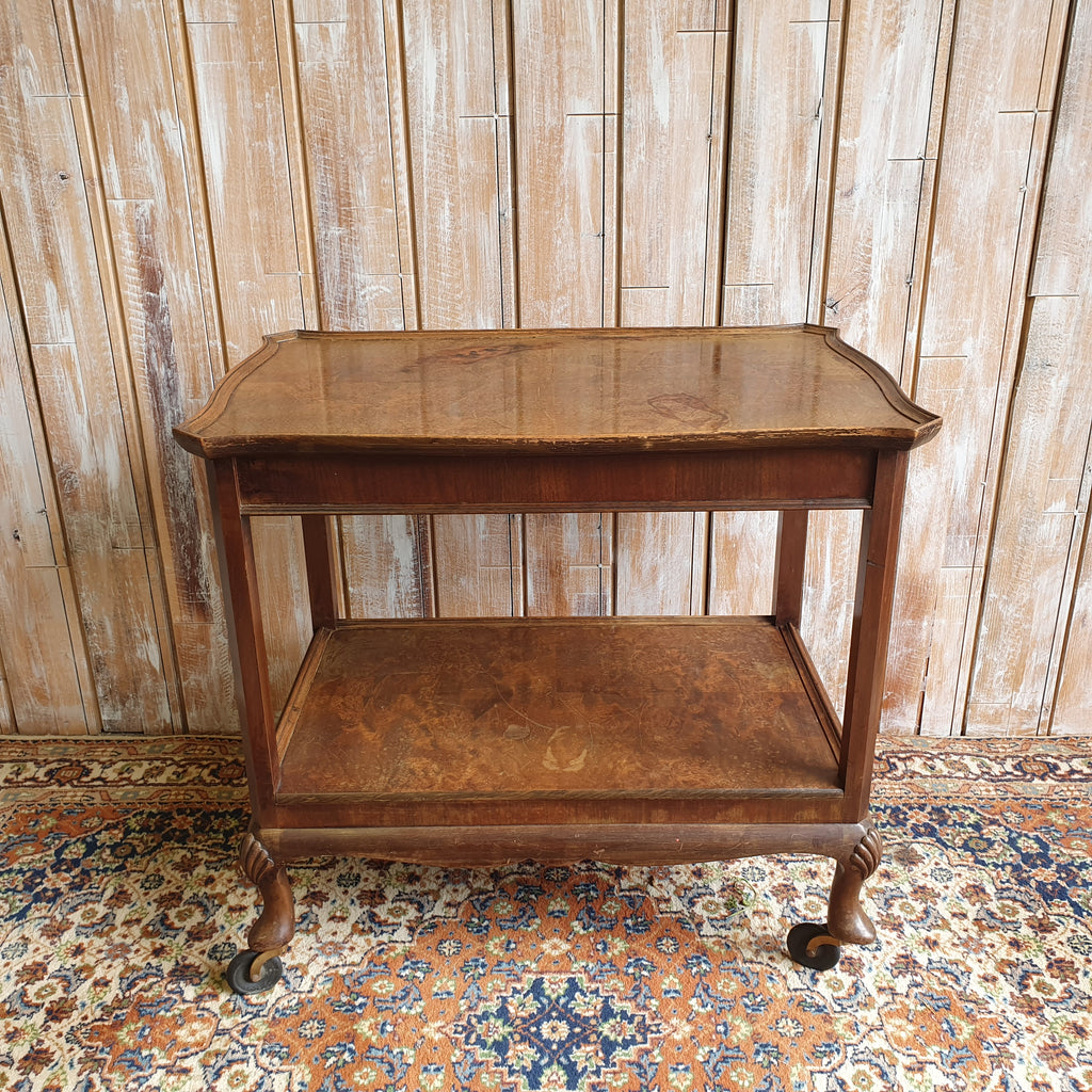 Walnut Veneer Wooden Trolley