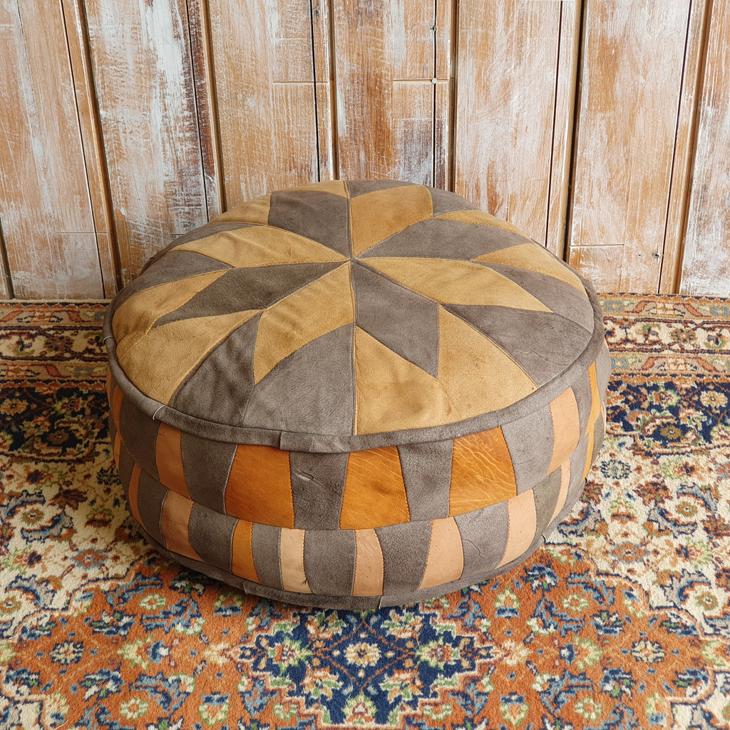 Grey and Orange Pouffe