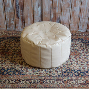 Leather Cream Pouffe