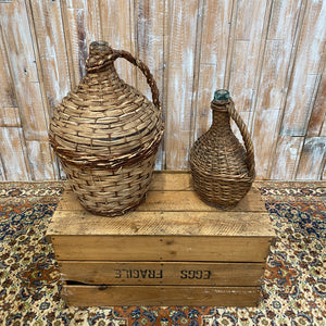 Wicker Vintage Bottles