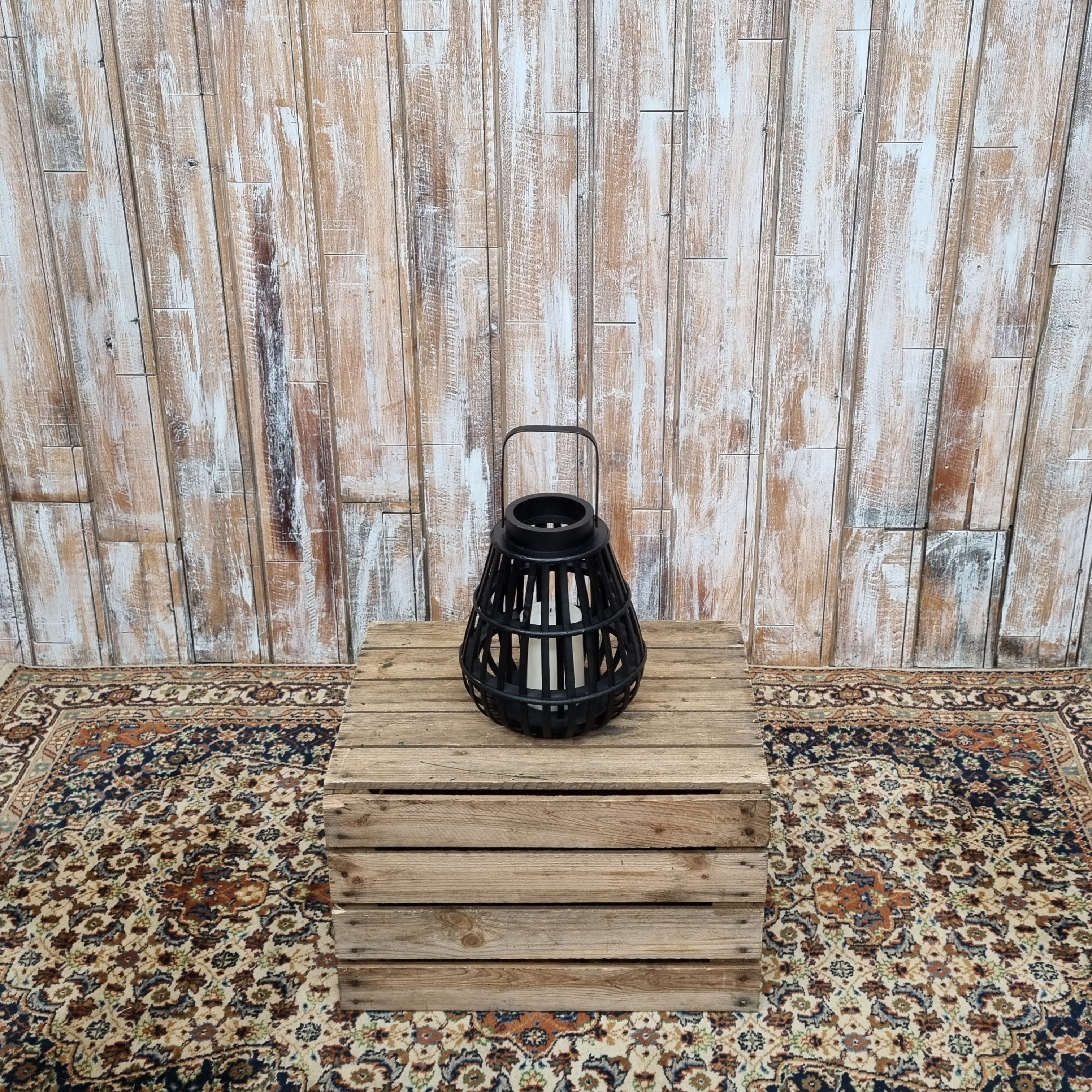 Black Wicker Medium Lantern